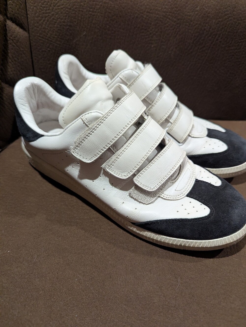 Isabel Marant White and Black Velcro Strap Sneakers